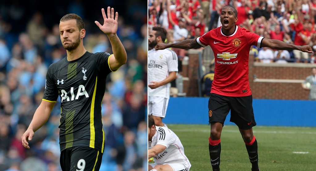 Roberto Soldado y Ashley Young