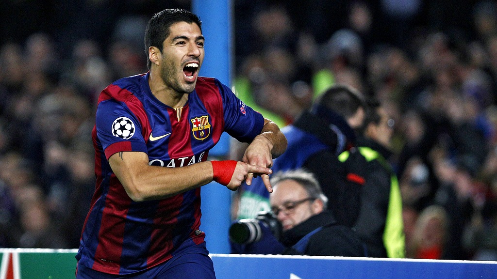 Luis Suárez celebrando un gol