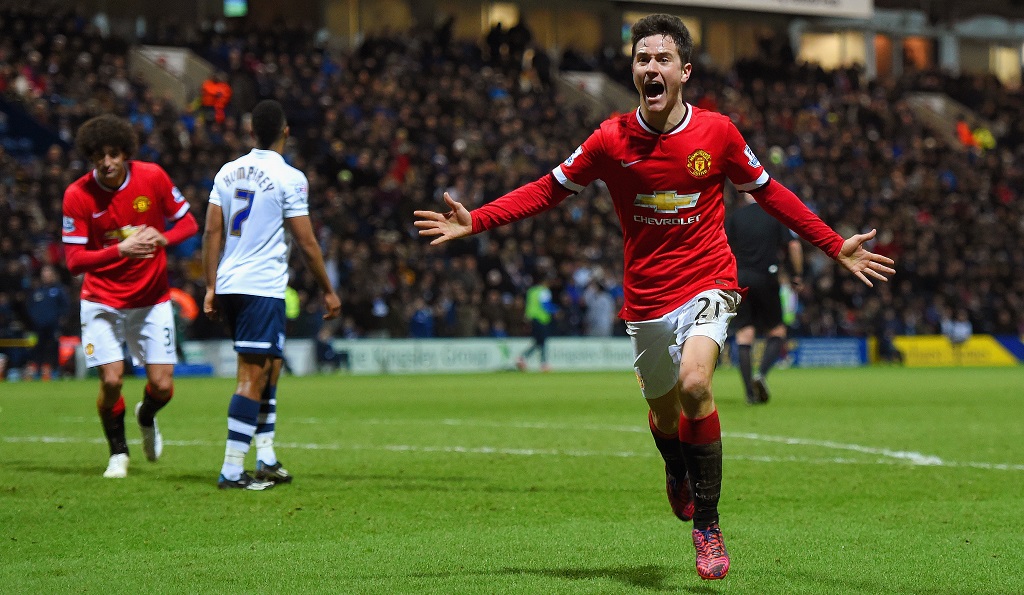 Ander Herrera celebrando su gol