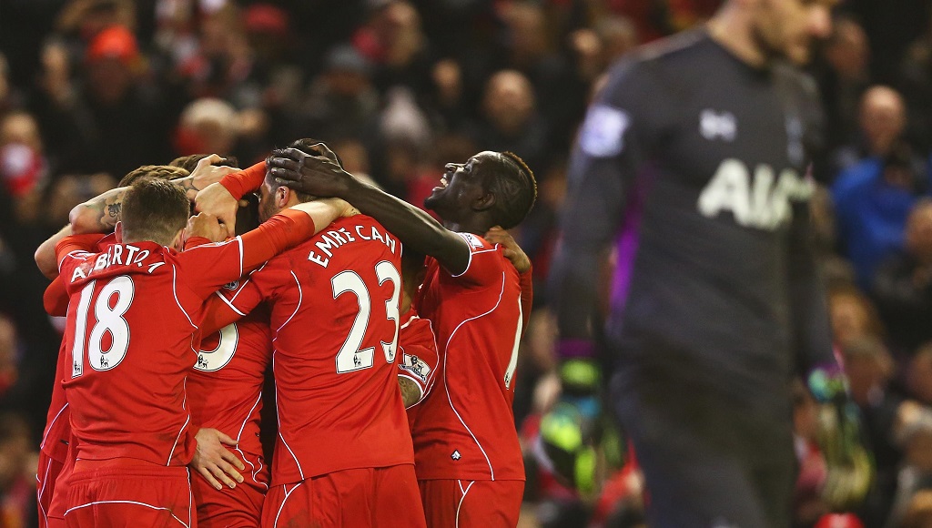 Jugadores Liverpool celebrando un gol