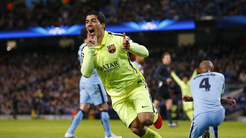 Luis Suárez celebrando su primer gol