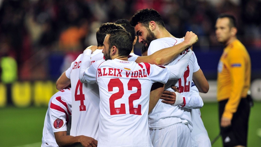 Sevilla celebrando un gol