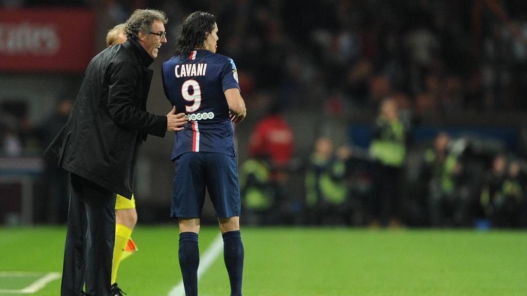 Laurent Blanc y Edinson Cavani