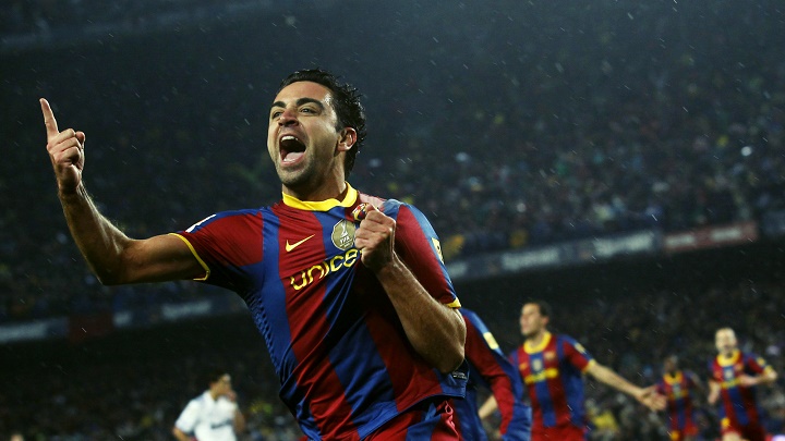 Xavi Hernandez celebrando un gol