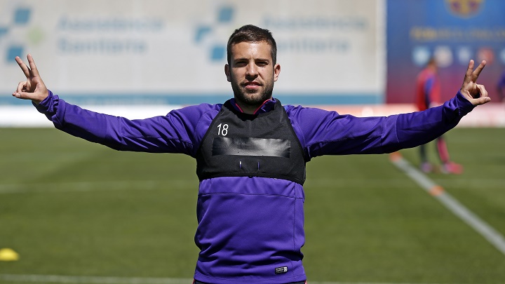 Jordi Alba en un entrenamiento