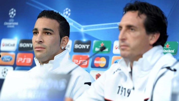 Adil Rami y Unai Emery