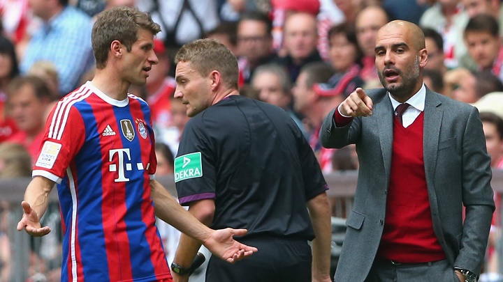 Pep Guardiola y Thomas Muller