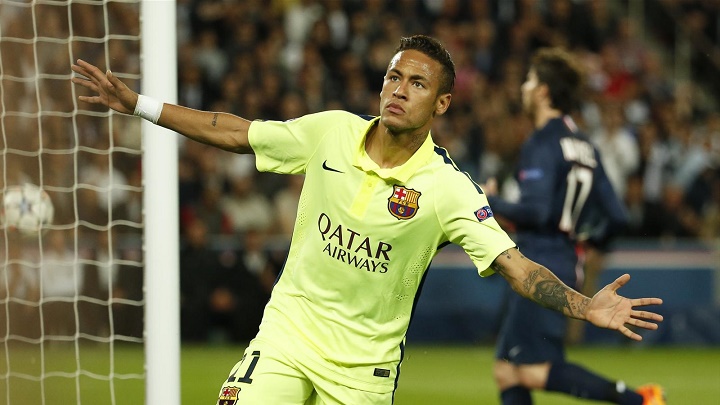 Neymar celebrando un gol al PSG