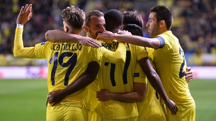 jugadores del Villarreal celebrando un gol