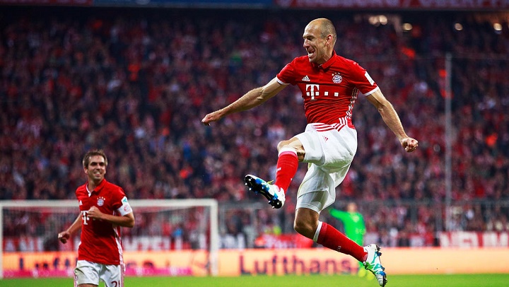 Robben celebrando un gol